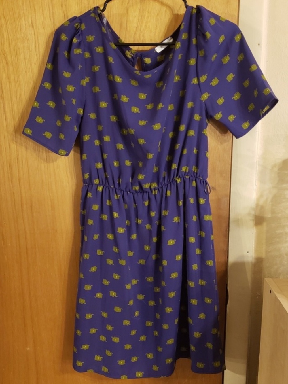 Everly purple & dark green/gold elephant dress